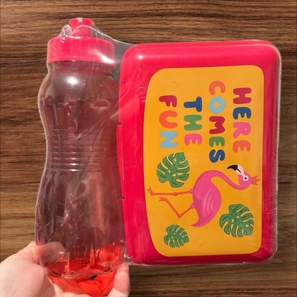 Pink Flamingo Lunchbox and Water Bottle Set